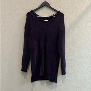 Terra & Sky Deep Purple V-Neck Sweater
